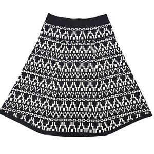 PANIZ -1935 A-line Geometric Aztec‎ Pattern Knit Skirt Medium